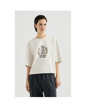 Brunello Cucinelli Cotton Jersey T-Shirt With Embroidery - White