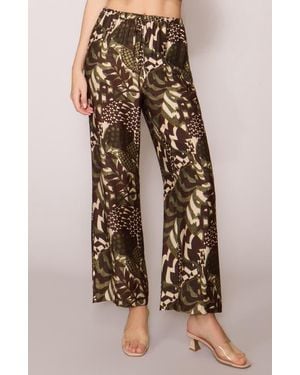 MELLODAY Floral Print Ankle Pants - Brown
