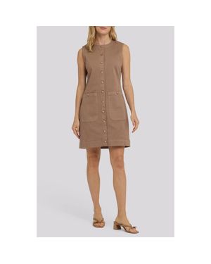NYDJ Sleeveless Patch Pocket Cotton Blend Dress - Natural