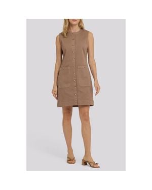NYDJ Sleeveless Patch Pocket Cotton Blend Dress - Natural