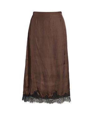 DELUC Peppers Lace Trim Midi Skirt - Brown