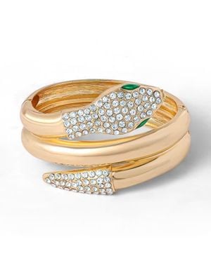 Jessica Simpson Snake Hinge-Tone Bracelet With Crystal Eyes - Metallic