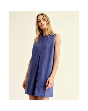 Cartolina Nantucket Fiona Linen Shift Dress - Blue