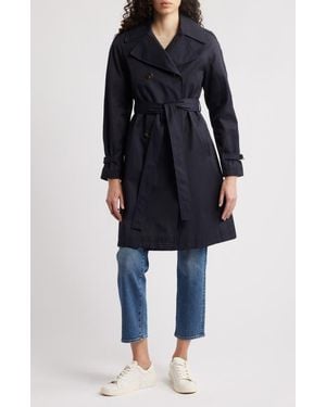 Via Spiga Water Resistant Cotton Blend Trench Coat - Blue