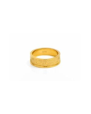 ADIBA The Diamonds Pattern 18K Plated Stainless Steel Ring - Yellow