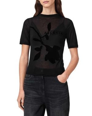 AllSaints Athea Sheer Graphic Tee - Black