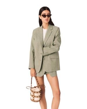 Maje Linen Blend Suit Jacket - Natural