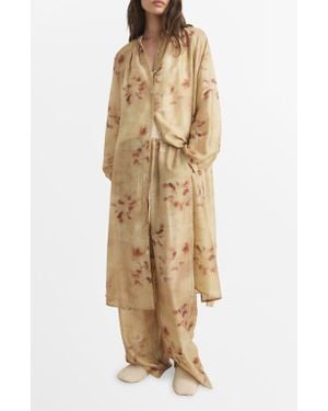 Mango Leaf Print Caftan - Natural