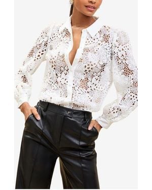 Lipsy Lace Button-Up Shirt - White
