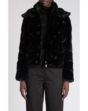Moncler Andronne Embellished Faux Fur Down Jacket - Black