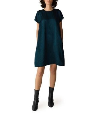Eileen Fisher Round Neck Shift Dress - Blue