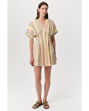 Exquise Vonne V Neck Pocketed Fitted Mini Dress - Natural