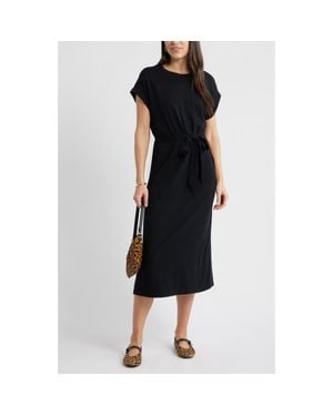Caslon Tie Waist Midi Dress - Black