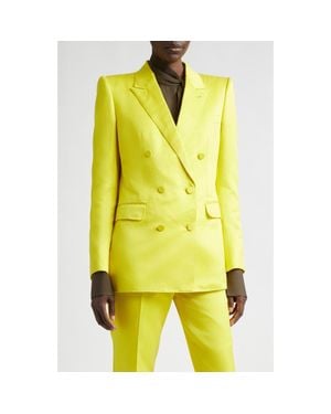 Tom Ford Double Breasted Hammered Satin Jacket - Yellow