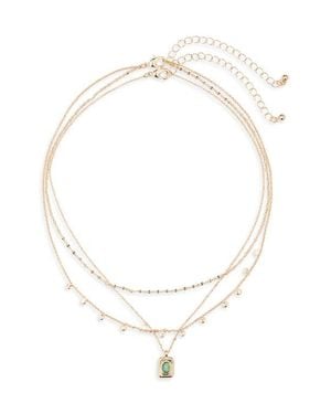 BP. Set Of 2 Pendant & Layered Chain Necklaces - White