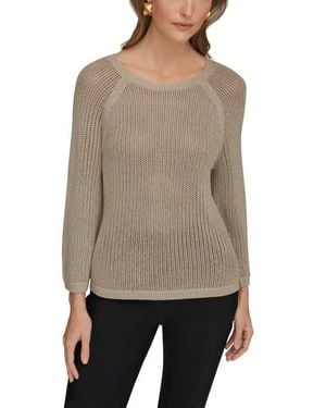 Donna Karan Metallic Sheer Sweater - Natural