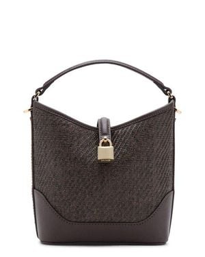 Mango Small Raffia Bucket Bag - Black