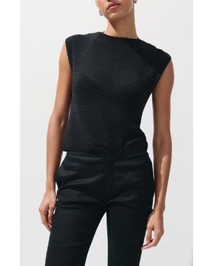 Mango Short-Sleeved Crewneck Sweater - Black