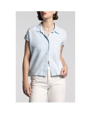WEEKEND LOS ANGELES Stripe Linen Blend Shirt - Blue