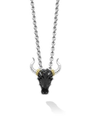 Lagos Anthem Bull Pendant Necklace - Black