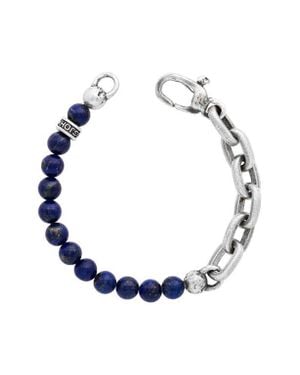 John Varvatos Lapis Lazuli Bead & Chain Link Bracelet - Blue