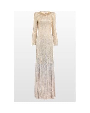 Jenny Packham Sisi Sequin-Embellished Puff-Sleeve Gown - Natural