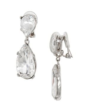 Kenneth Jay Lane Crystal Teardrop Clip Earrings - Metallic