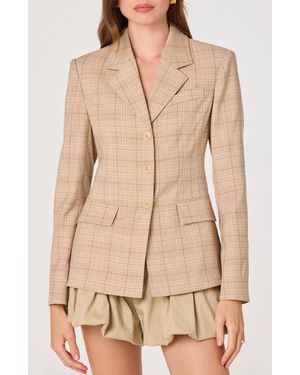 Astr Valor Plaid Blazer - Natural