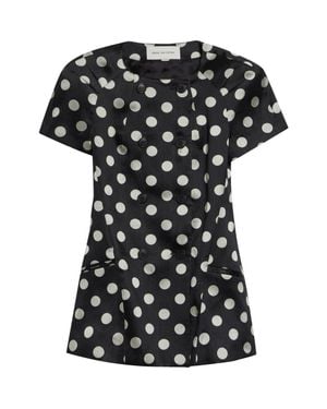 Dries Van Noten Polka Dot Washed Mousseline Jacket - Black