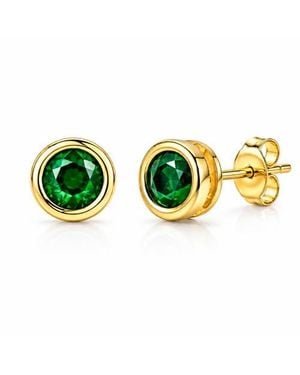 Donatello Gian Emerald Crystal Bezel Stud Earrings - Green