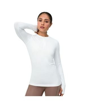 BloqUV Performance Quarter Zip Long Sleeve Crew Shirt - White