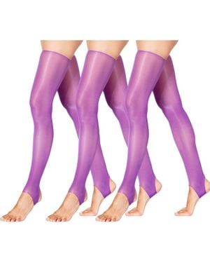 LECHERY 4-Pack Glossy Stirrup Thigh Highs - Purple