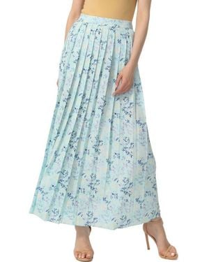 Kimi + Kai Print Box Pleat Maxi Skirt - Blue