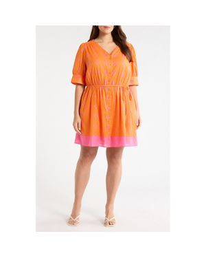 Sugarlips Donna Print Tie Waist Minidress - Orange