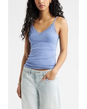 BP. Lace Trim V-Neck Camisole - Blue