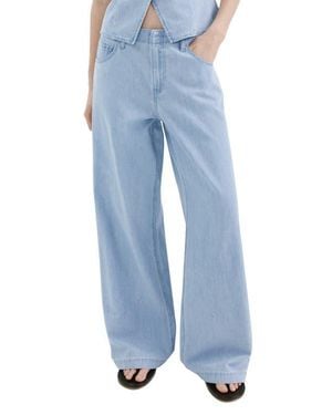 Mango Mid Rise Wide Leg Jeans - Blue