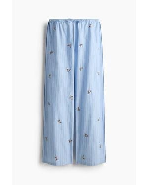 H&M Embellished Cotton Pajama Bottoms - Blue