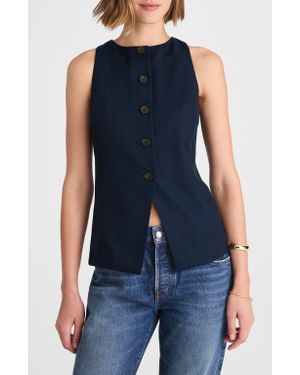Madewell Crewneck Cutaway Drapey Twill Vest - Blue
