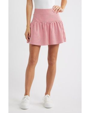 Vineyard Vines Flare Seersucker Miniskirt - Red
