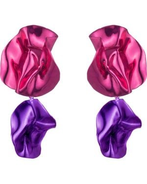 Sterling King Flashback Fold Drop Earrings - Pink