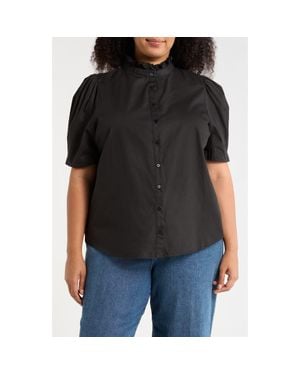 Sugarlips Finley Ruffle Puff Sleeve Shirt - Black