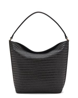 Mango Braided Bucket Shoulder Bag - Black