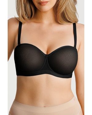 Popilush Non-Slip Strapless Breathable Sheers Bra - Black