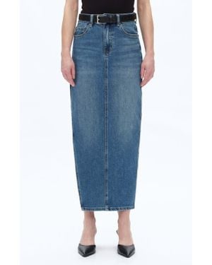 Bayeas Side Slit Denim Maxi Skirt - Blue