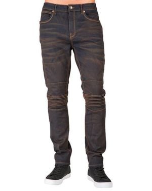 Level 7 Slim Tapered Fit Moto Jeans - Blue