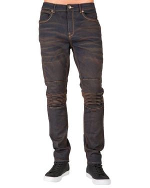 Level 7 Slim Tapered Fit Moto Jeans - Blue