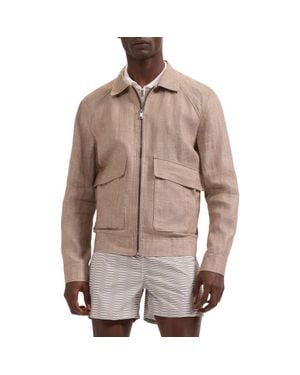 Bugatchi Linen Bomber Jacket - Brown