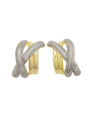 Panacea Two-Tone Pavé Crystal Crisscross Huggie Earrings - White