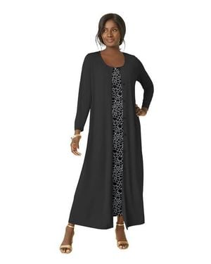 Jessica London 2-Piece Stretch Knit Duster Set - Black