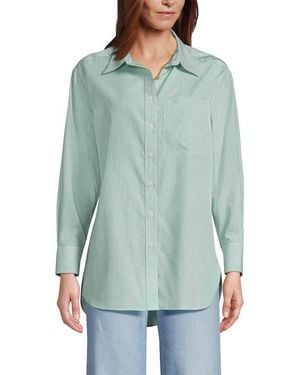 Lands' End No Iron Oversized Poplin Extra Long Tunic - Green
